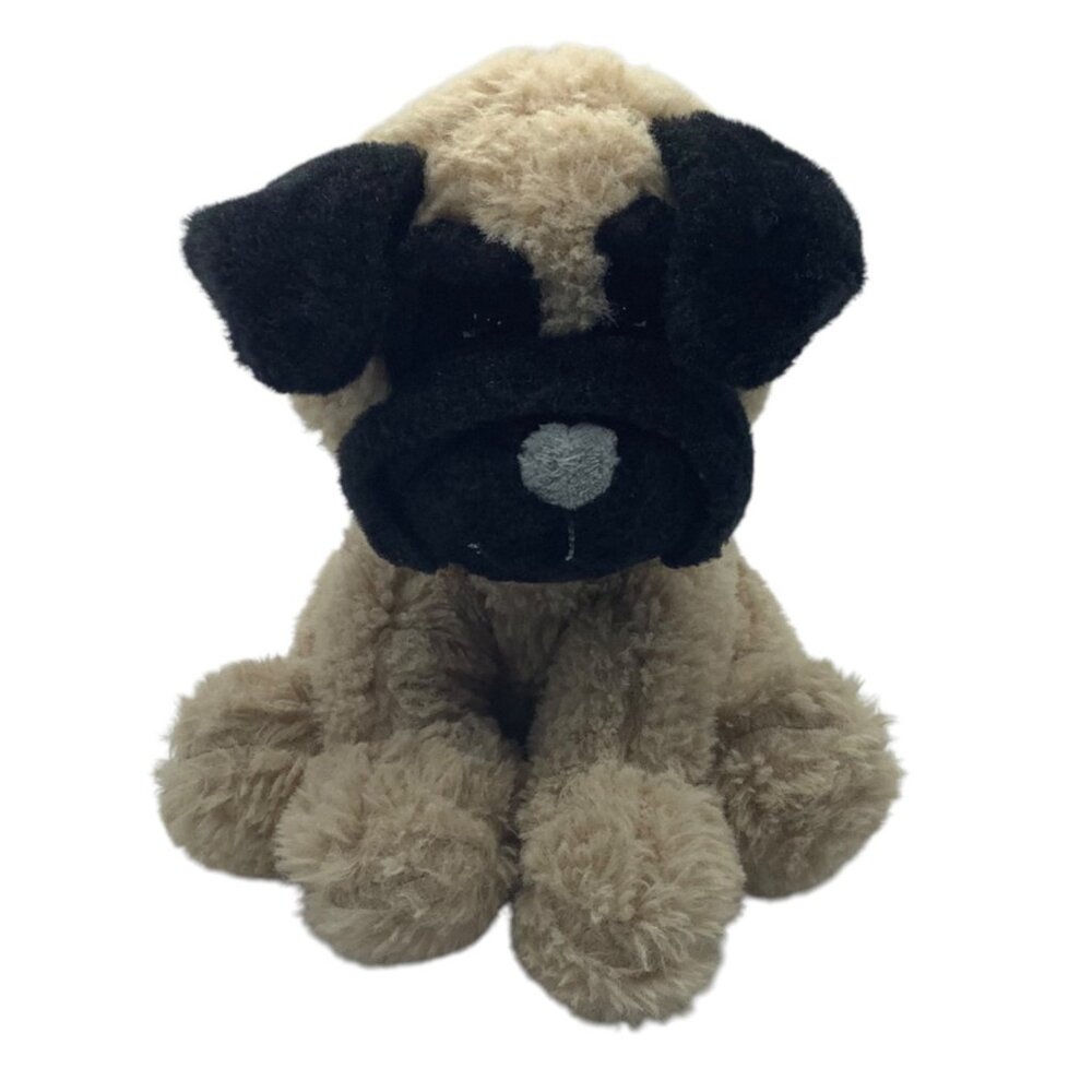 Animal Adventure‎ Brown Black Puppy Dog Plush Stuffed Animal Toy 8" Hand Held